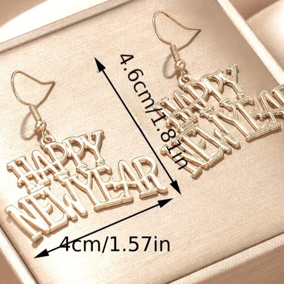 Silver Happy New Year Earrings - Picture 6 of 6